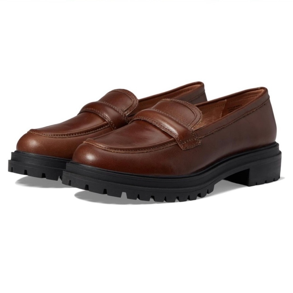 MADEWELL BRADLEY LUGSOLE LOAFER - BROWN LEATHER SIZE 6.5